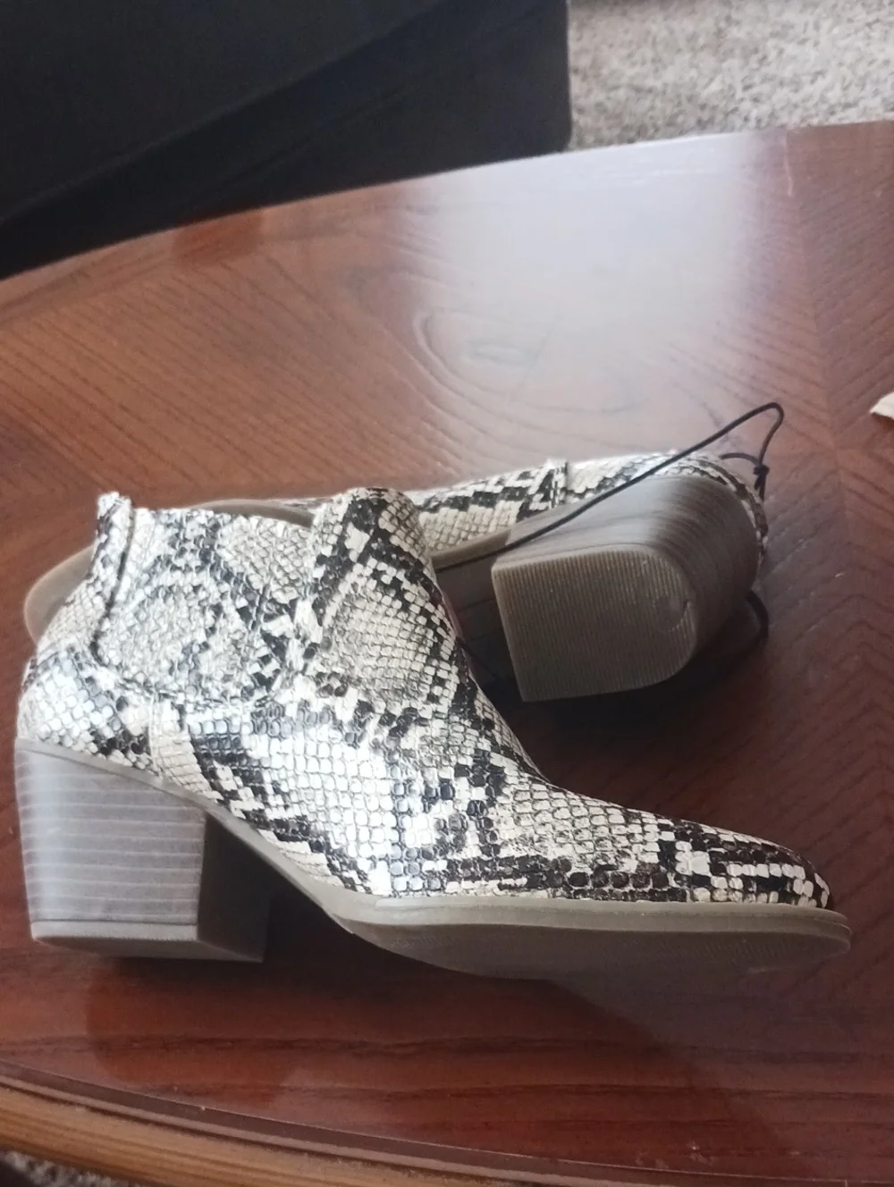 a.n.a Snake-Print Chelsea Ankle Boots in Black & Cream